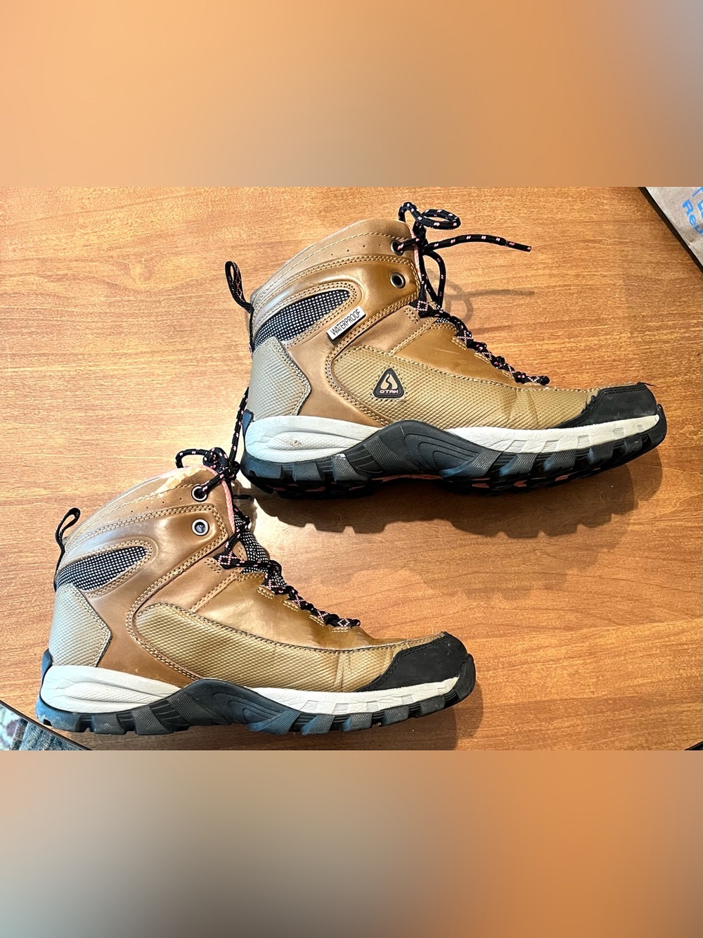Water-Resistant OTAH Tan Women's Hiking Ankle Boots with Rugged Outsole
